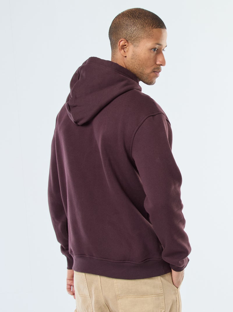 Sudadera con capucha de felpa perchada con bolsillo canguro Purpura - Kiabi