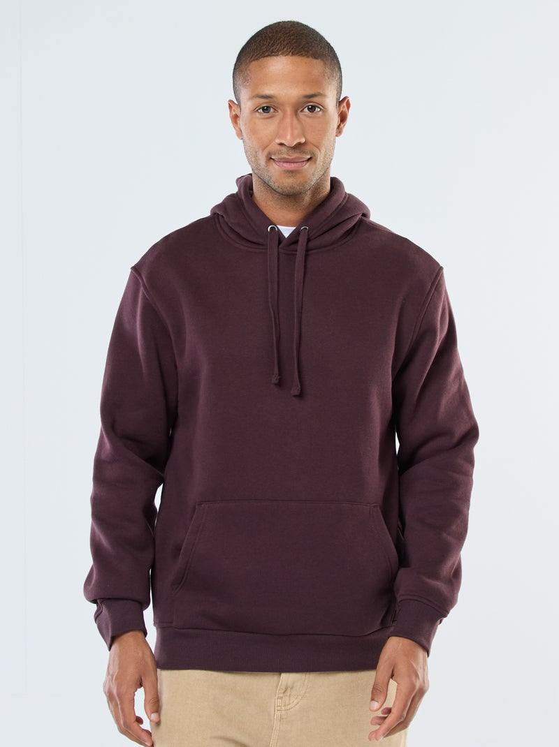 Sudadera con capucha de felpa perchada con bolsillo canguro Purpura - Kiabi