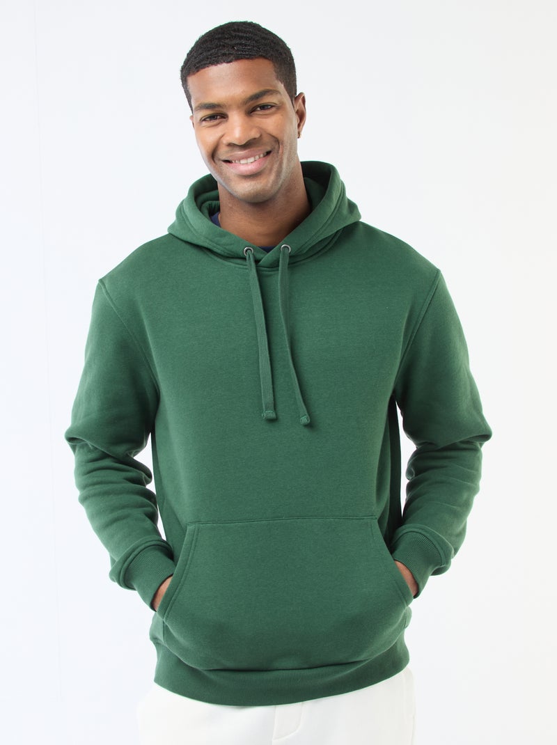 Sudadera con capucha de felpa perchada con bolsillo canguro Verde - Kiabi
