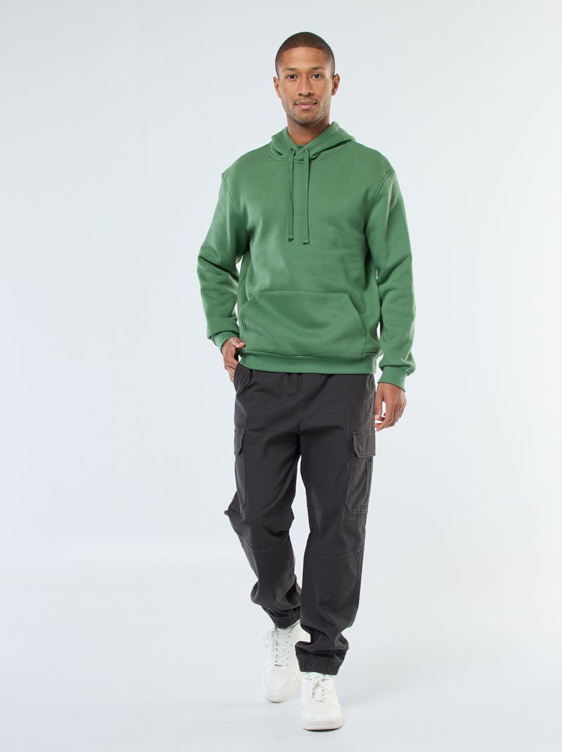 Sudadera con capucha de felpa perchada con bolsillo canguro Verde - Kiabi