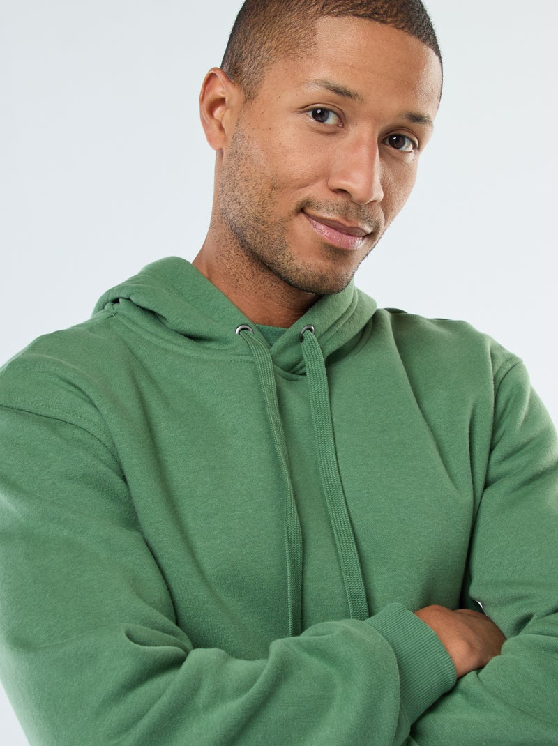 Sudadera con capucha de felpa perchada con bolsillo canguro Verde - Kiabi