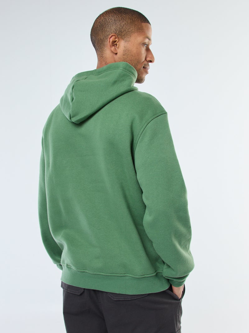Sudadera con capucha de felpa perchada con bolsillo canguro Verde - Kiabi