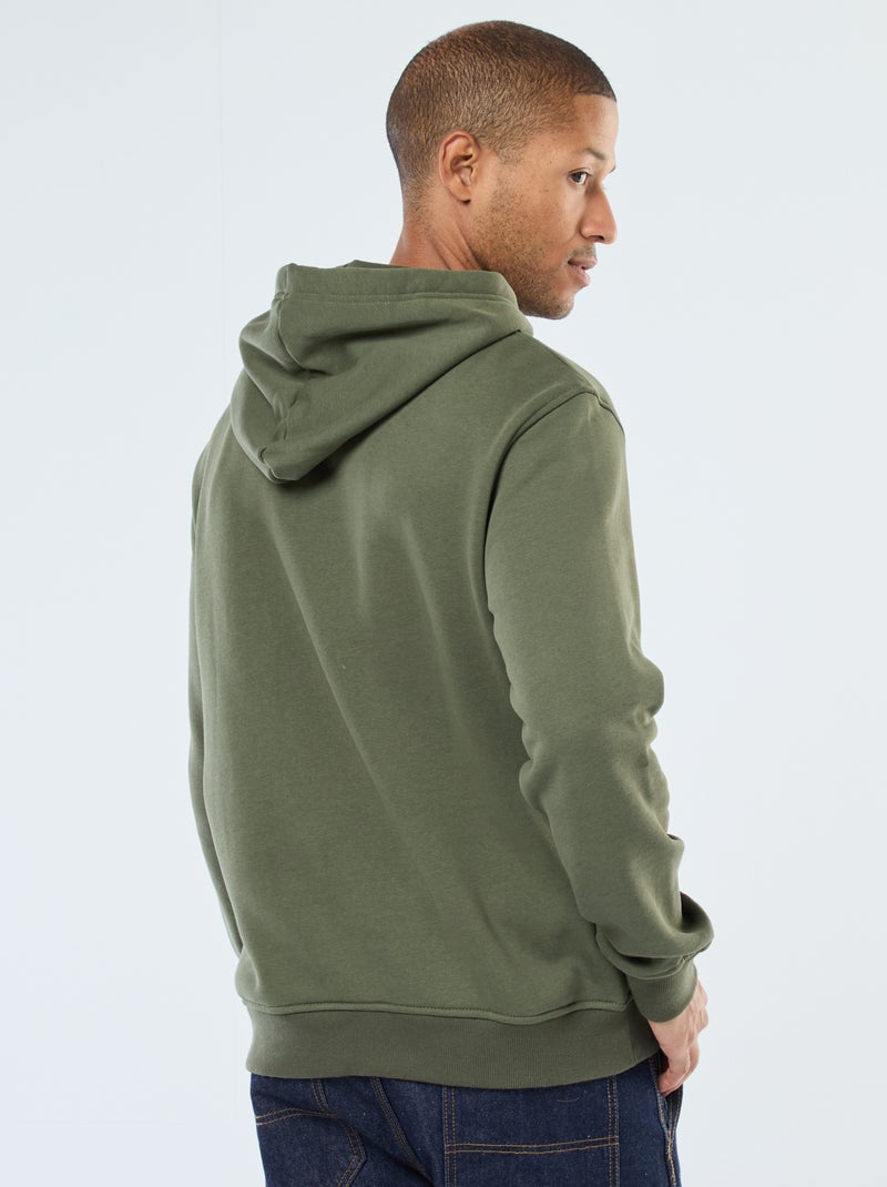 Sudadera con capucha de felpa perchada con bolsillo canguro Verde - Kiabi