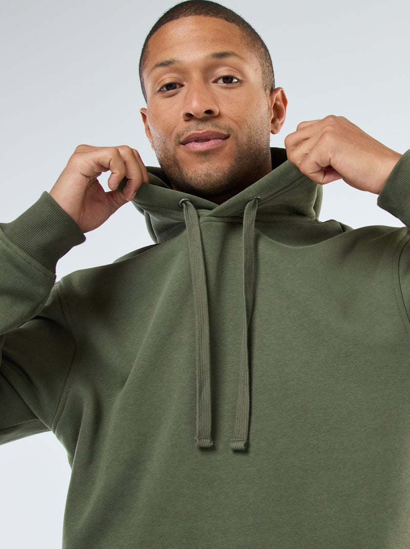 Sudadera con capucha de felpa perchada con bolsillo canguro Verde - Kiabi