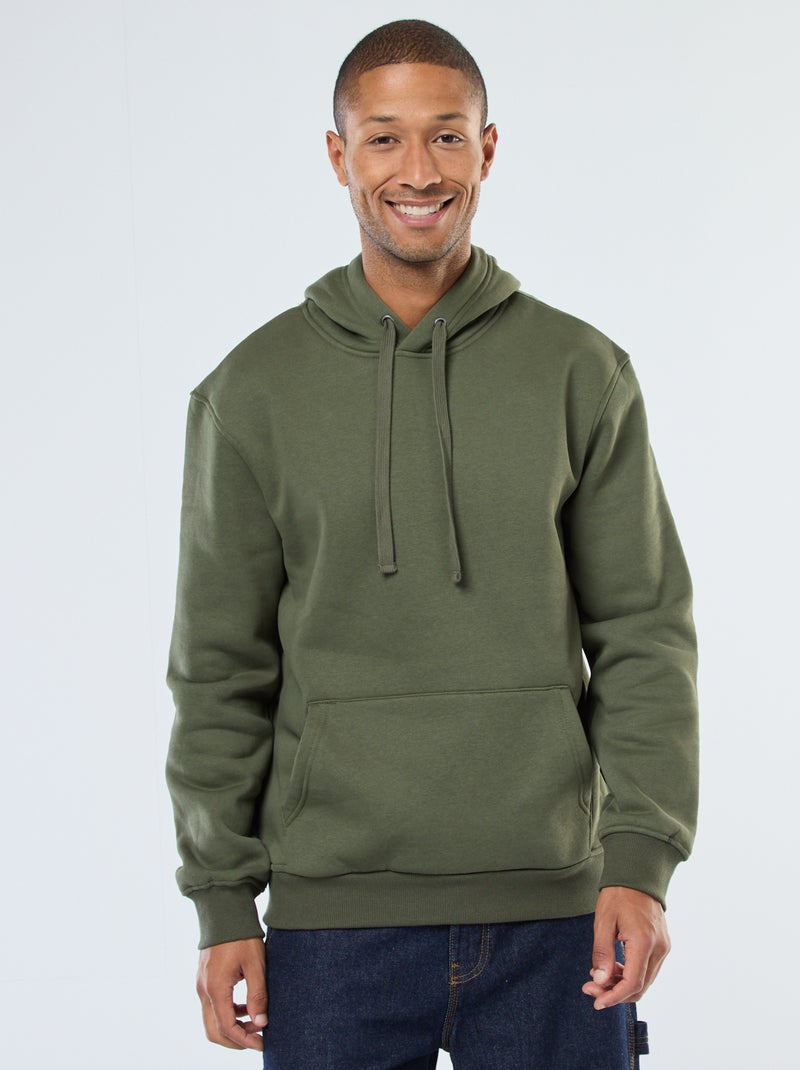 Sudadera con capucha de felpa perchada con bolsillo canguro Verde - Kiabi