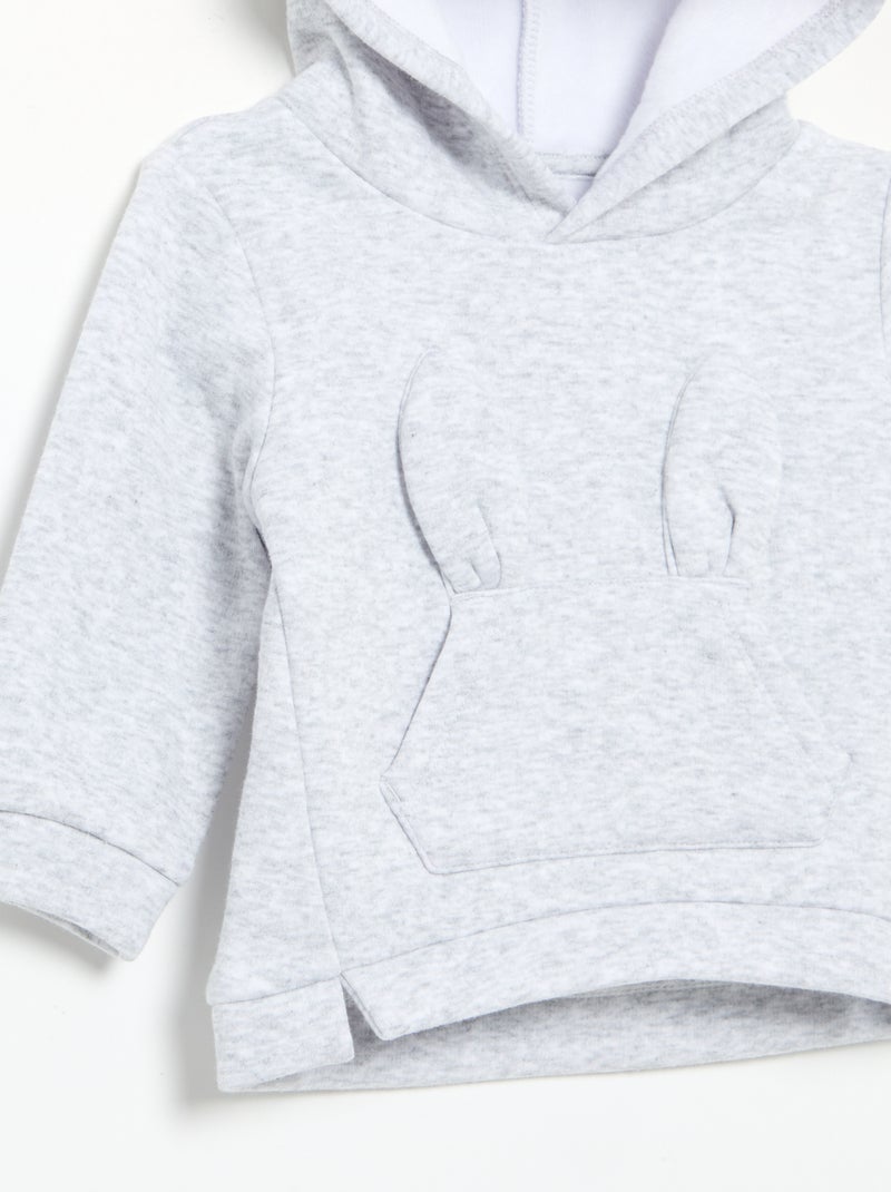 Sudadera con capucha de forro polar con orejas de conejo Gris - Kiabi