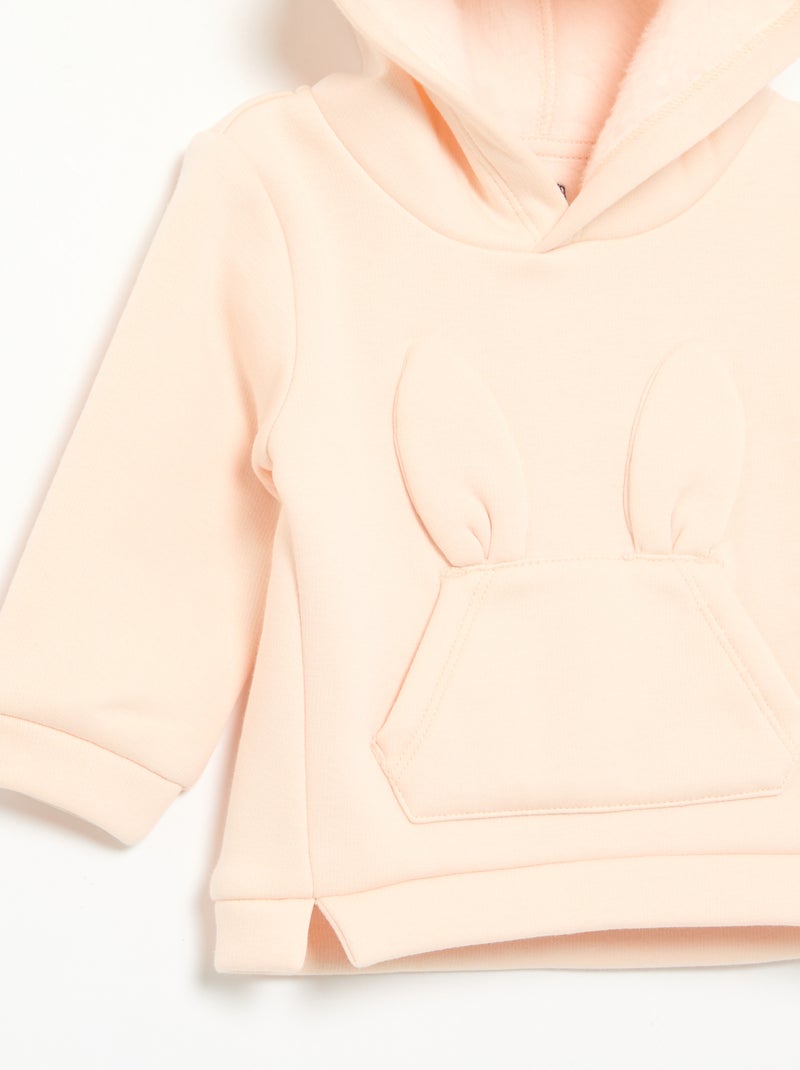 Sudadera con capucha de forro polar con orejas de conejo Rosa - Kiabi
