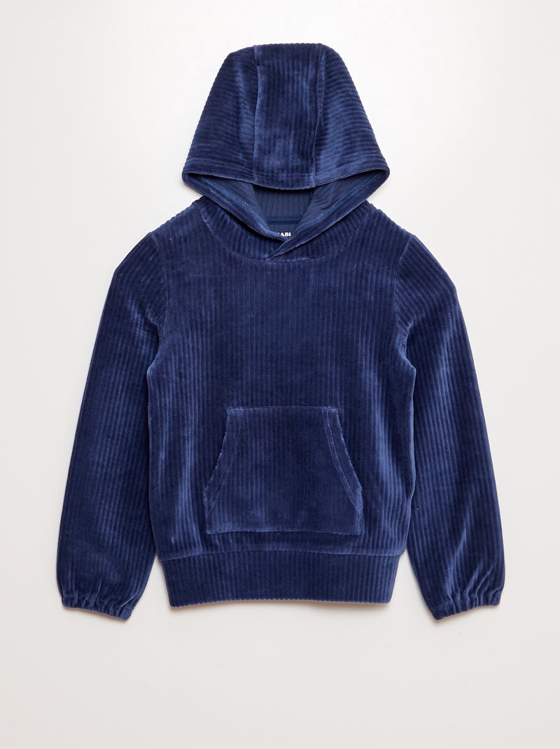 Sudadera con capucha de pana azul - Kiabi