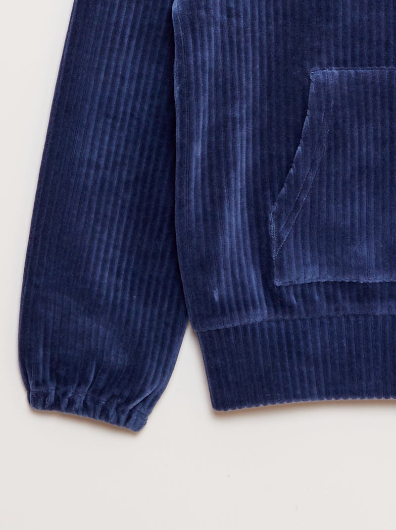 Sudadera con capucha de pana azul - Kiabi