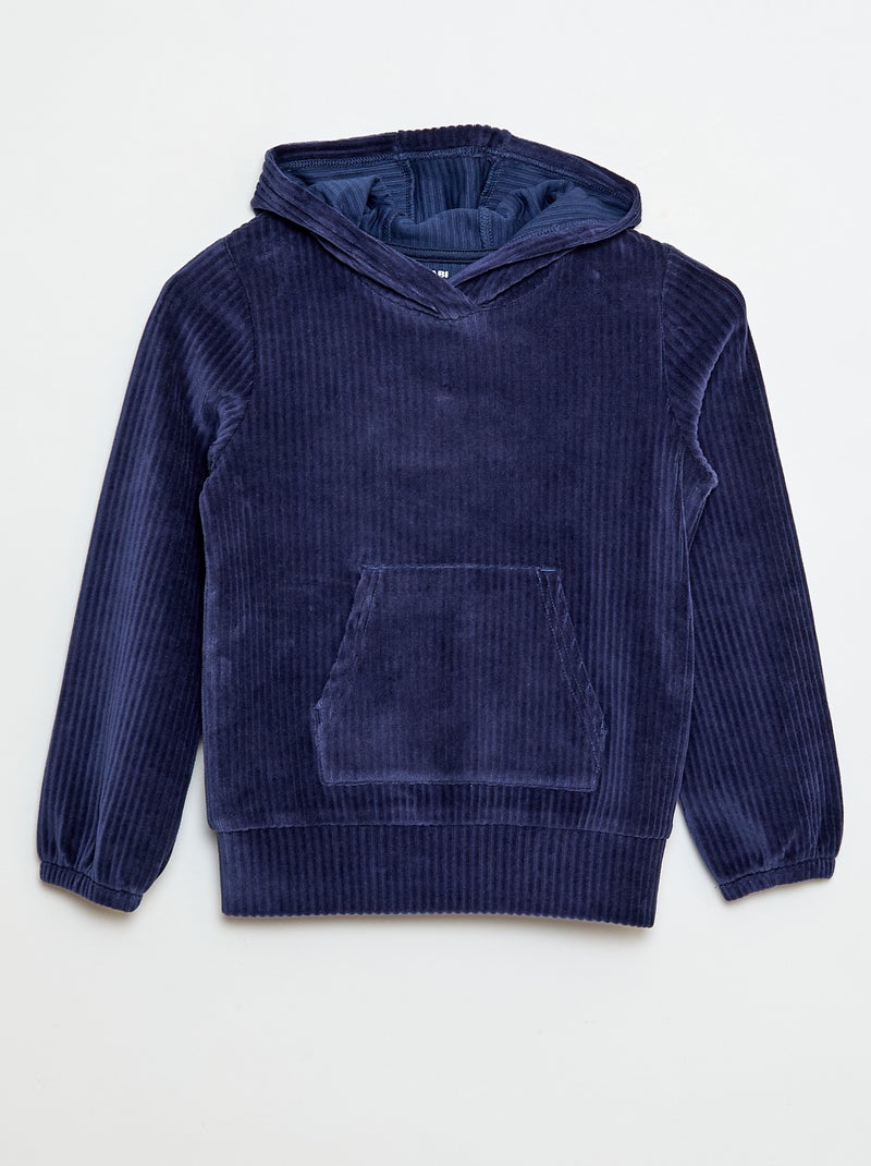 Sudadera con capucha de pana Azul Niña Kiabi