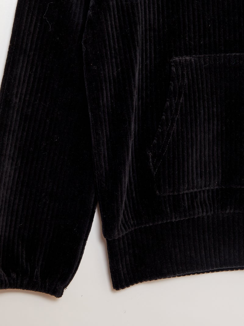 Sudadera con capucha de pana negro - Kiabi