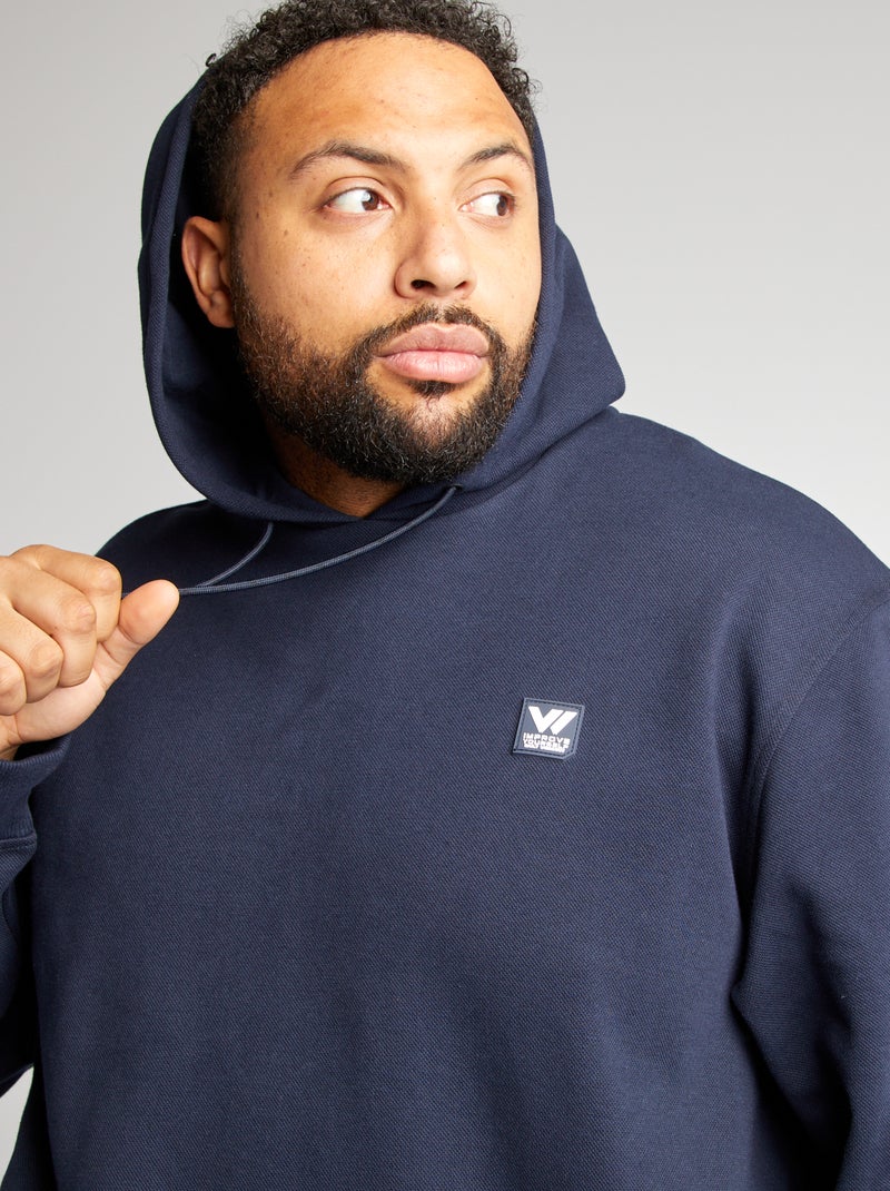 Sudadera con capucha de piqué de algodón azul - Kiabi