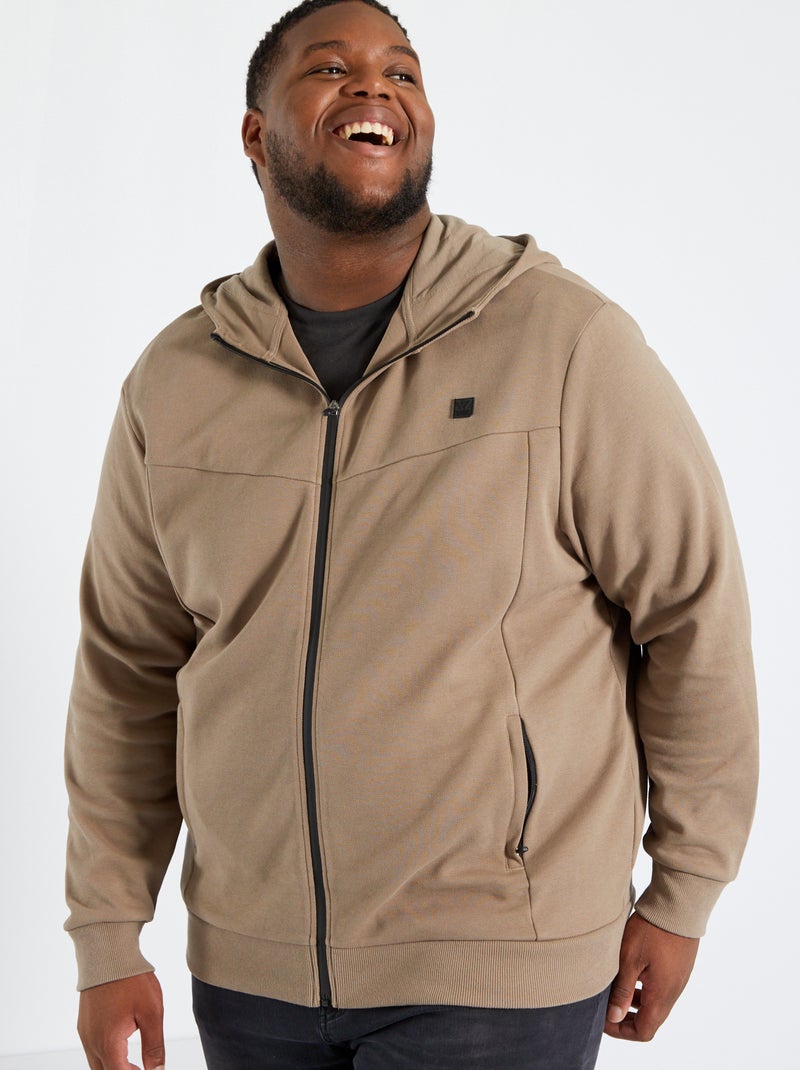 Sudadera con capucha de piqué de algodón gris beige - Kiabi