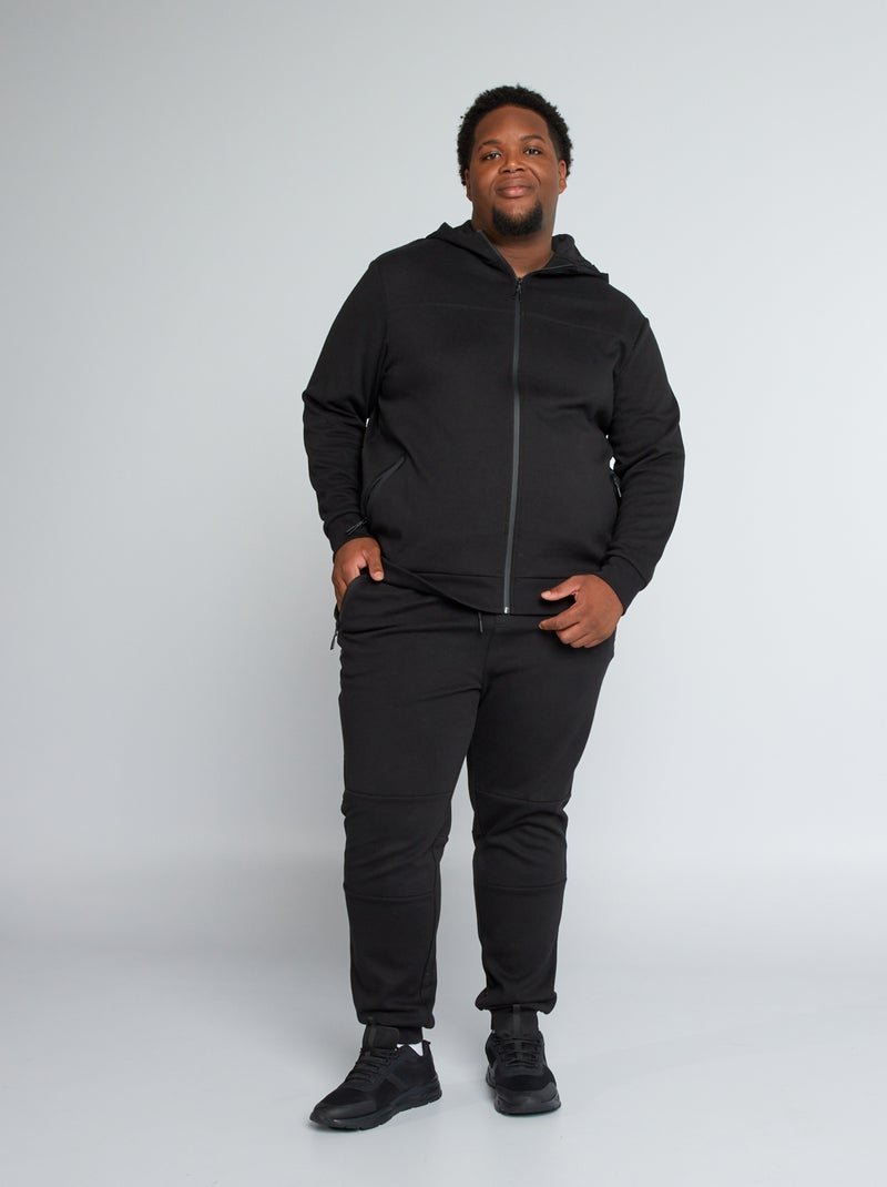 Sudadera con capucha de piqué de algodón negro - Kiabi