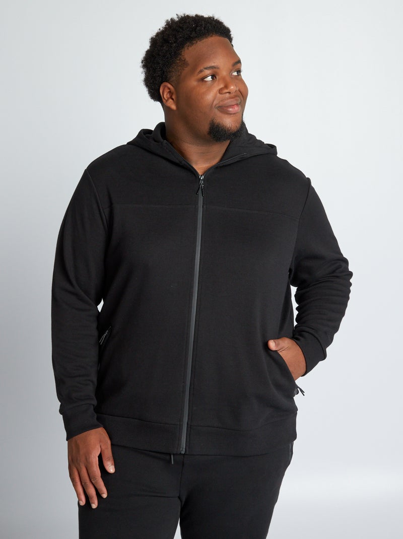 Sudadera con capucha de piqué de algodón negro - Kiabi