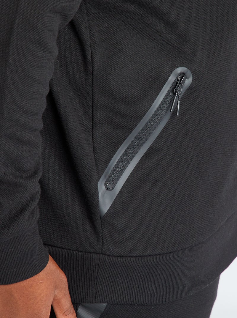 Sudadera con capucha de piqué de algodón negro - Kiabi