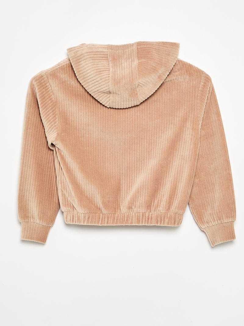 Sudadera con capucha de punto acanalado Beige - Kiabi