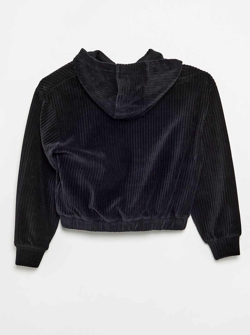 Sudadera con capucha de punto acanalado Negro - Kiabi