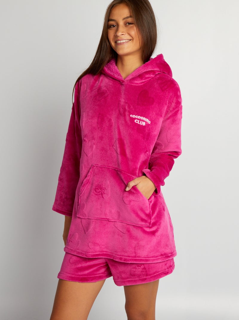 Sudadera con capucha de punto polar ROSA - Kiabi