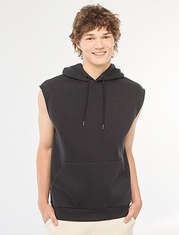 Sudadera con capucha de tejido cálido de chándal sin mangas