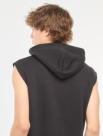 Sudadera con capucha de tejido cálido de chándal sin mangas