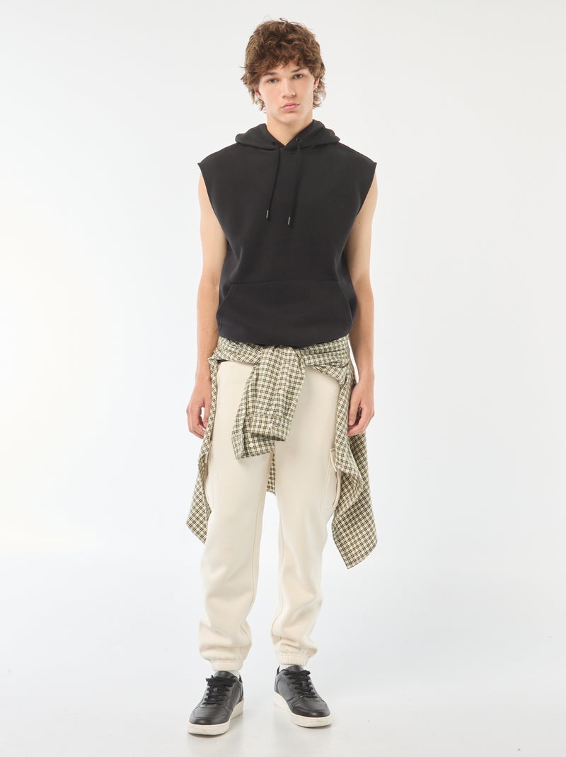 Sudadera con capucha de tejido cálido de chándal sin mangas negro - Kiabi