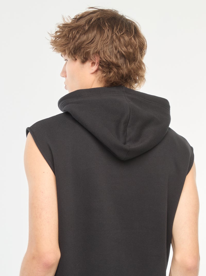 Sudadera con capucha de tejido cálido de chándal sin mangas negro - Kiabi