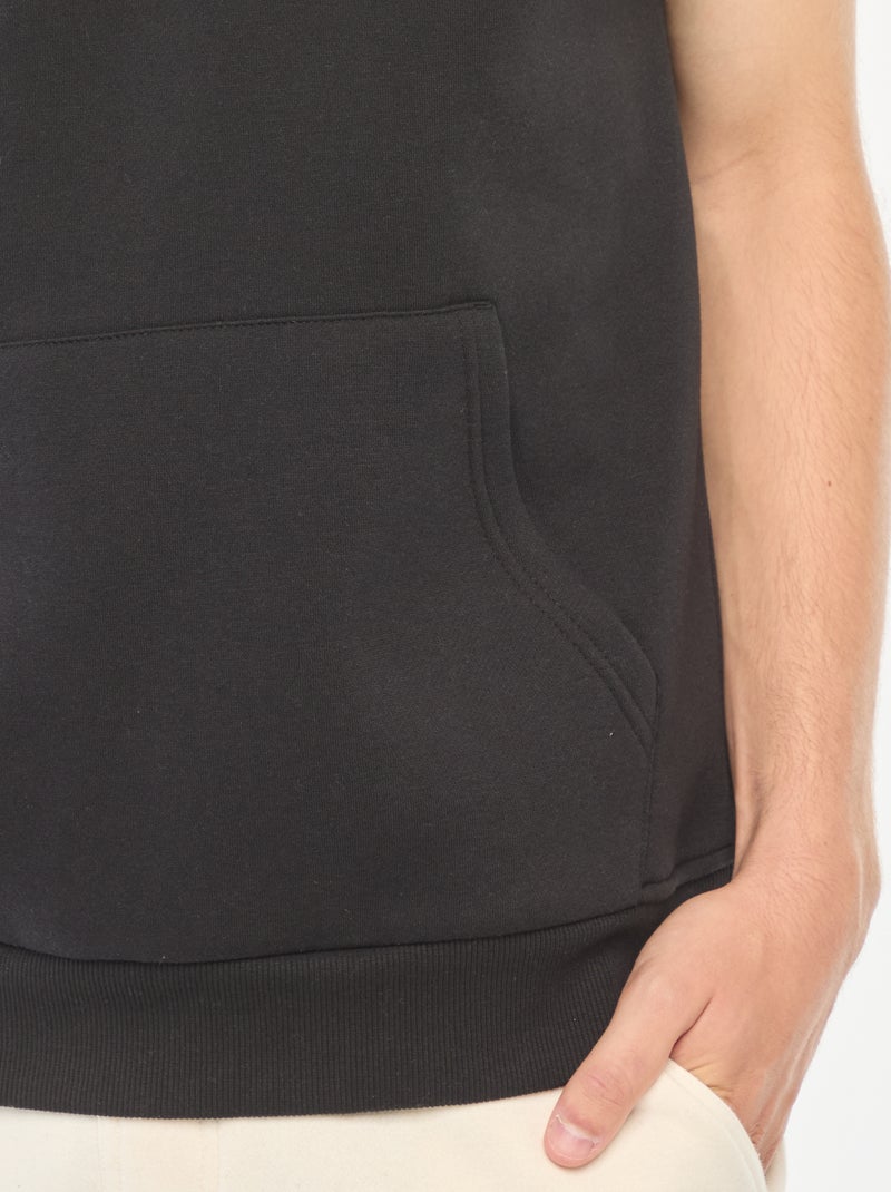 Sudadera con capucha de tejido cálido de chándal sin mangas negro - Kiabi