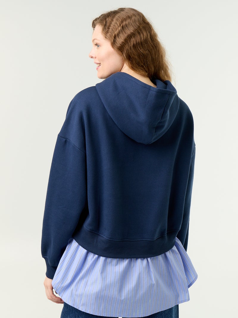 Sudadera con capucha efecto 2 en 1 con base de camisa Azul - Kiabi