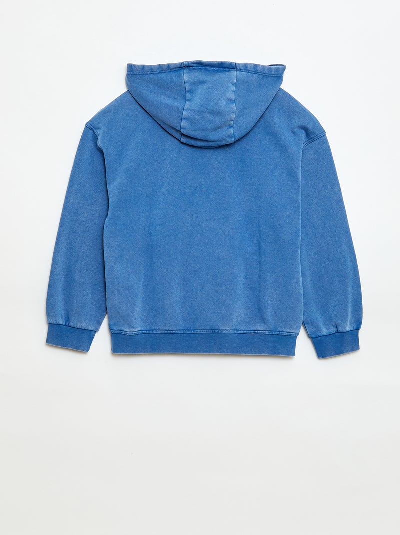Sudadera con capucha efecto lavado Azul - Kiabi