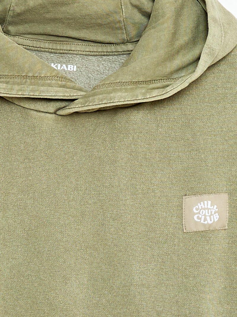 Sudadera con capucha efecto lavado Kaki - Kiabi