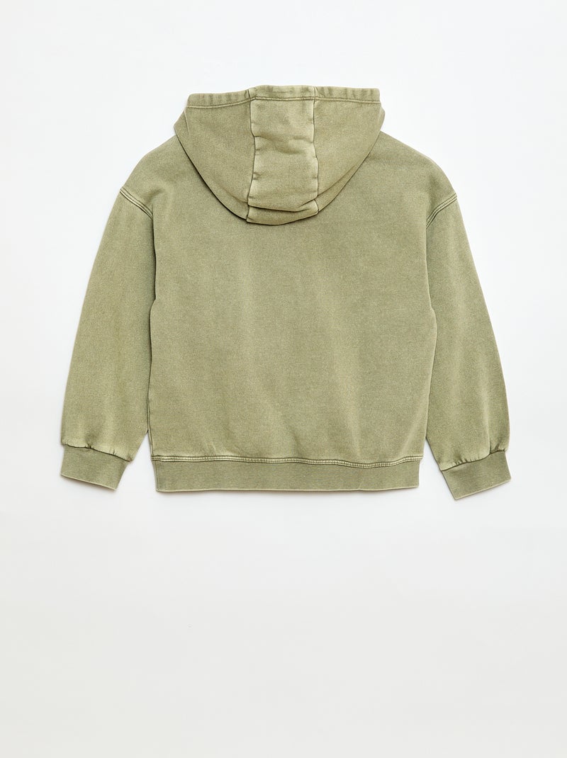Sudadera con capucha efecto lavado Kaki - Kiabi