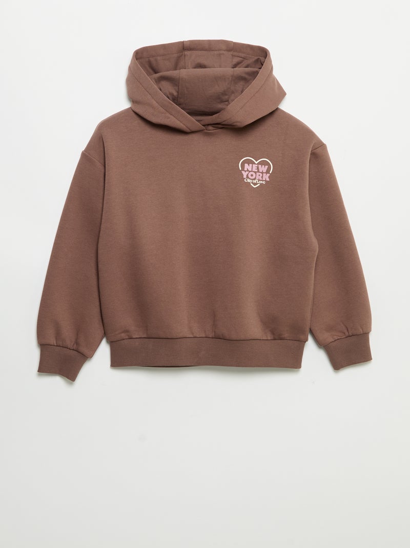 Sudadera con capucha estampada a doble cara Marron - Kiabi