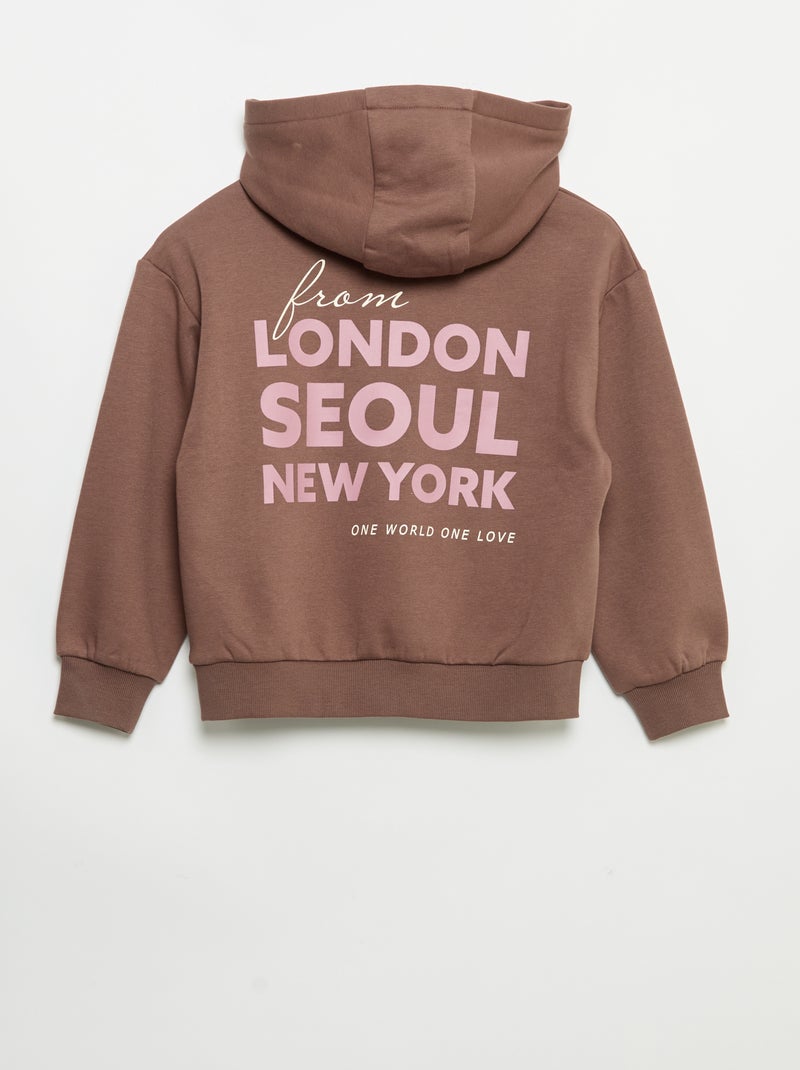Sudadera con capucha estampada a doble cara Marron - Kiabi