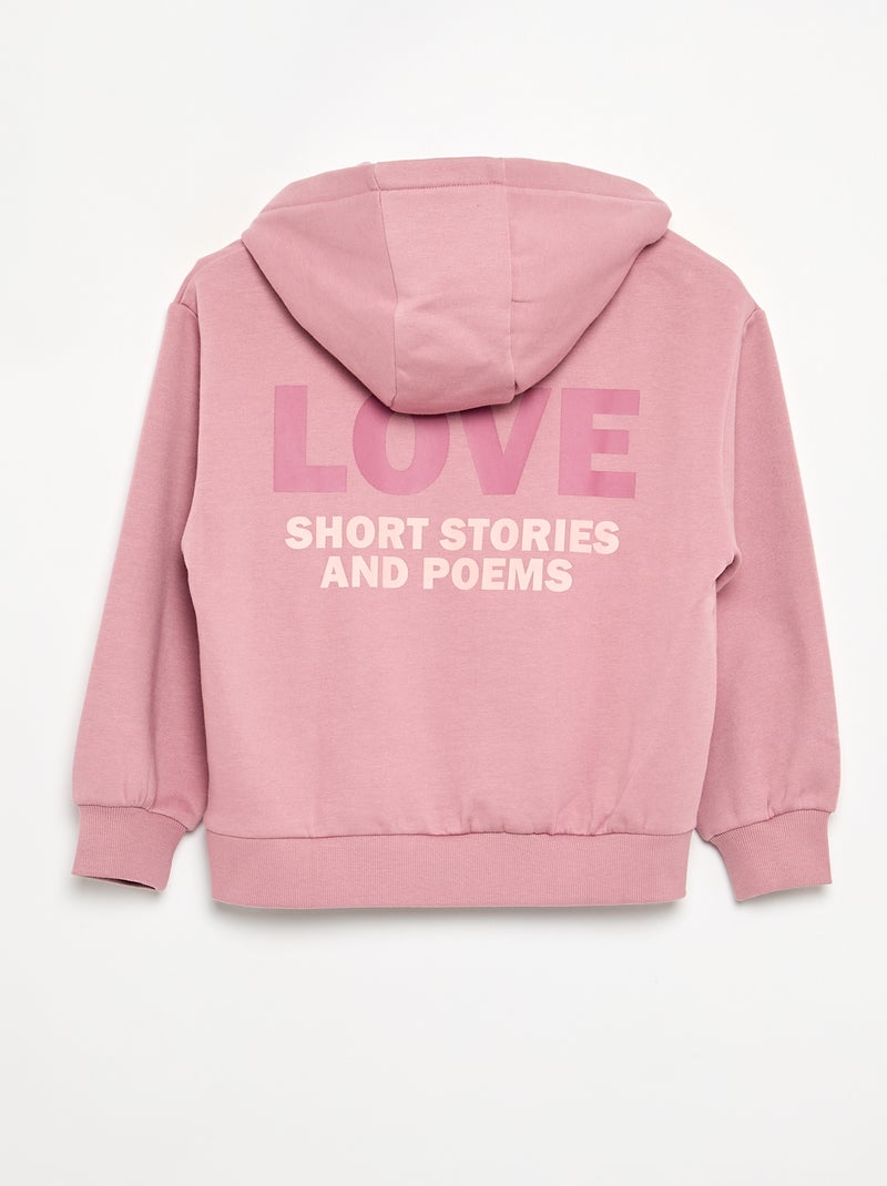 Sudadera con capucha estampada a doble cara Rosa - Kiabi