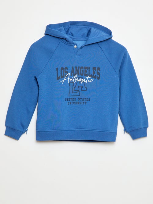 Sudadera con capucha estampada con aberturas laterales con cremallera - colección fácil de poner - Kiabi