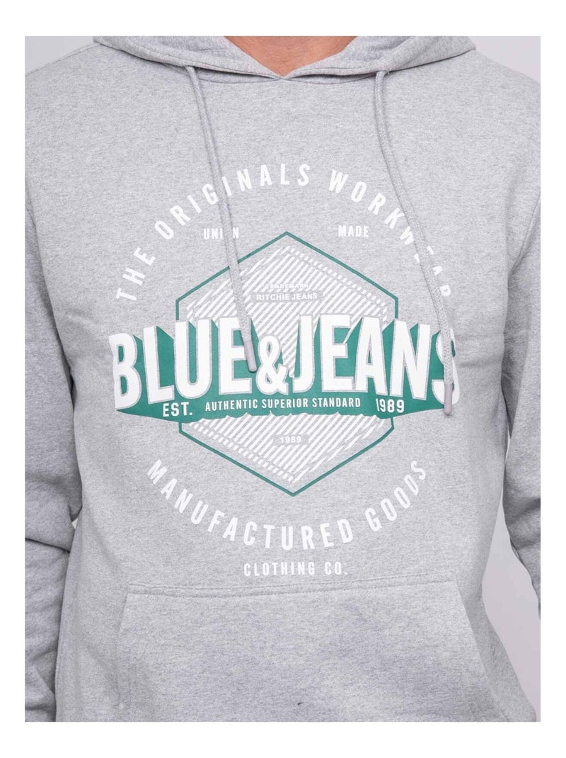 Sudadera con capucha estampada WADADY Gris jaspeado - Kiabi