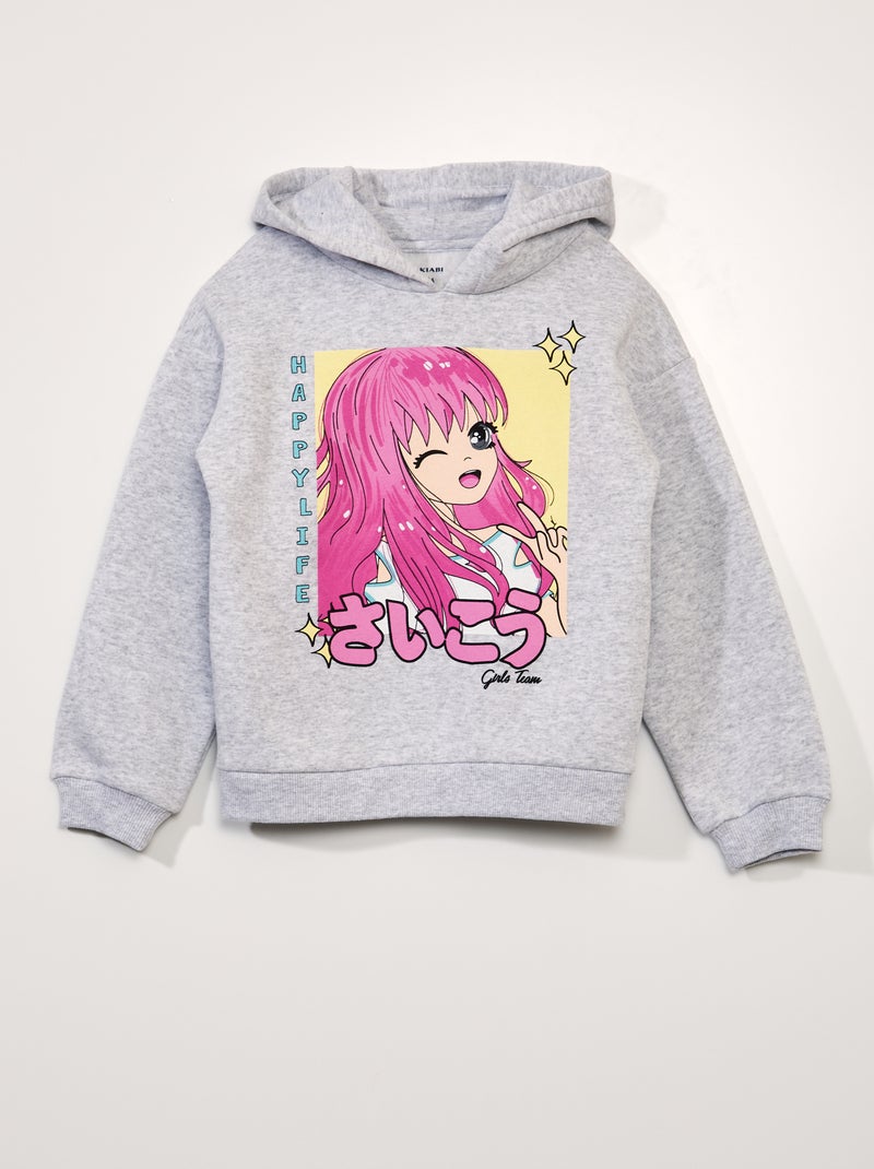 Sudadera con capucha estampado manga GRIS - Kiabi