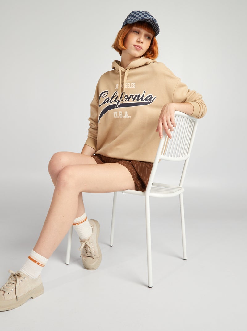 Sudadera con capucha estilo campus BLANCO - Kiabi