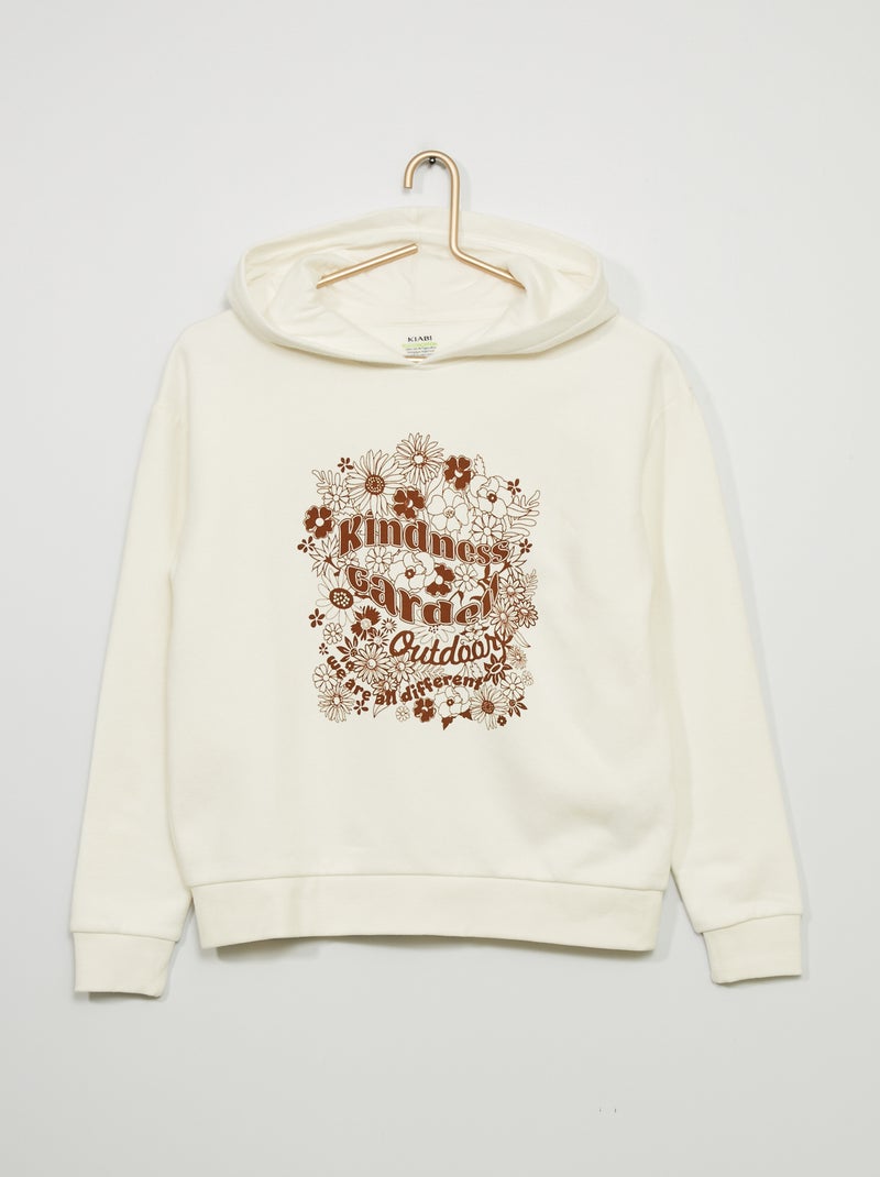 Sudadera con capucha estilo campus BLANCO - Kiabi