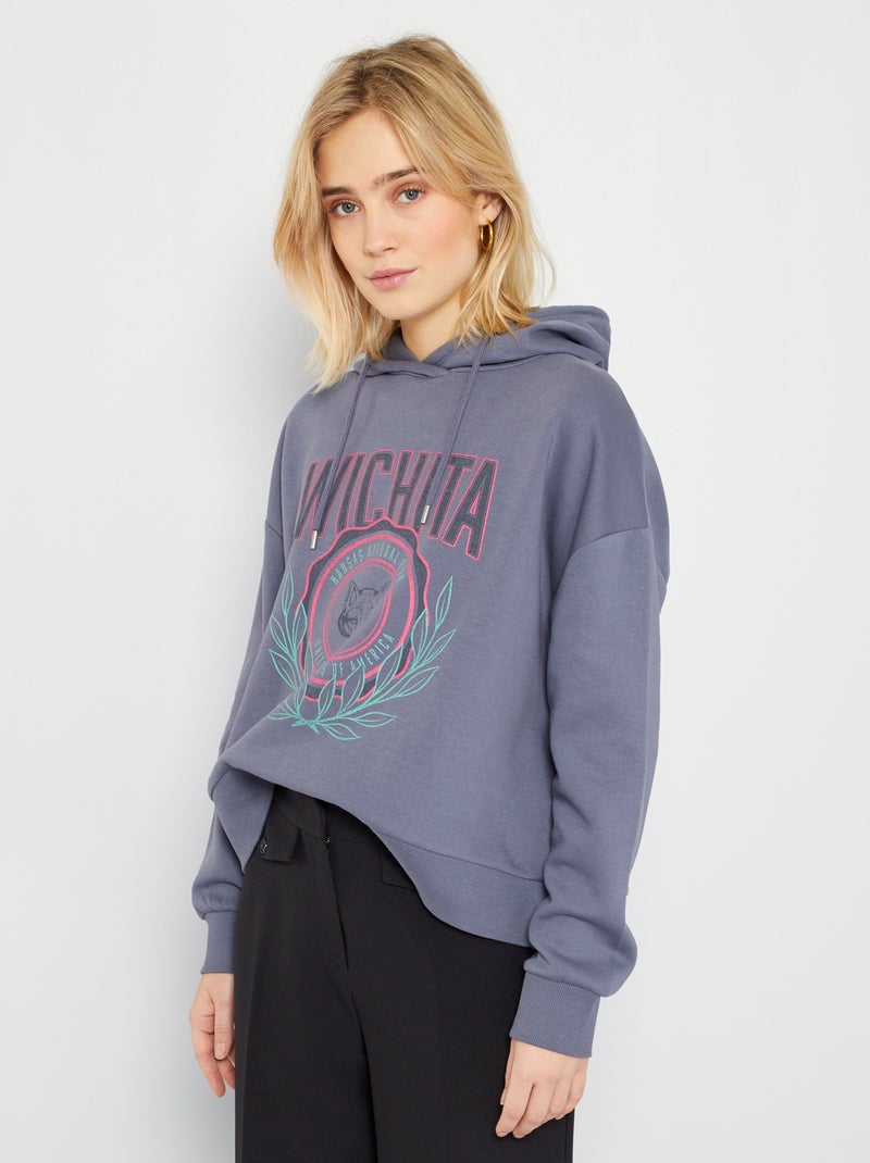 Sudadera con capucha estilo campus GRIS - Kiabi
