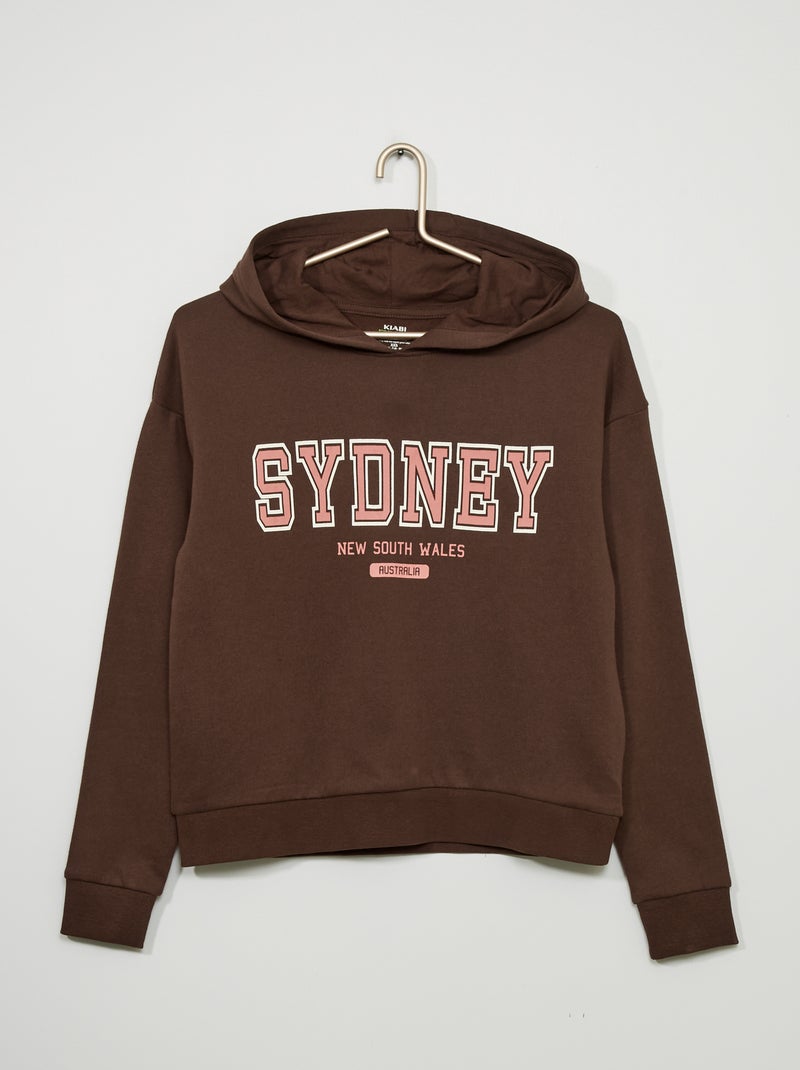 Sudadera con capucha estilo campus MARRON - Kiabi