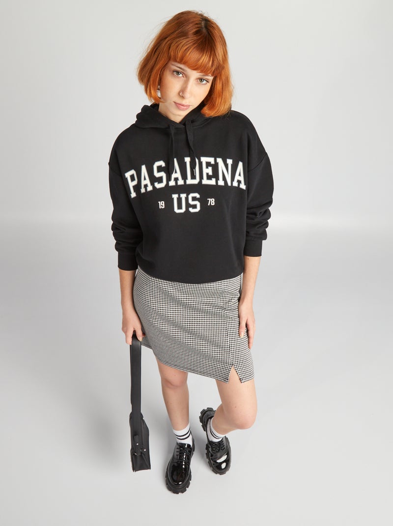 Sudadera con capucha estilo campus NEGRO - Kiabi
