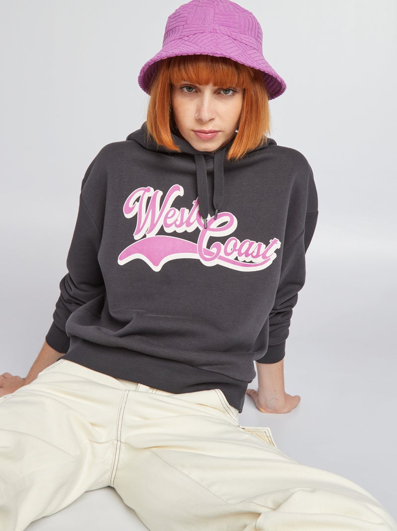 Sudadera con capucha estilo campus NEGRO - Kiabi