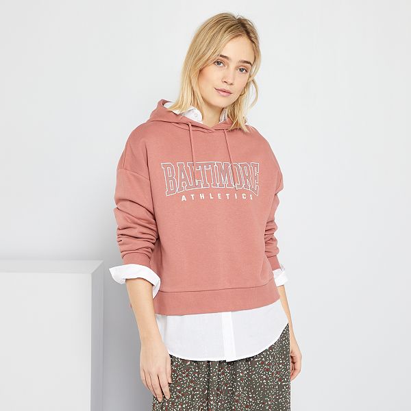 Sudadera con capucha estilo campus Mujer talla 34 a 48 - ROSA - Kiabi -  12,00€