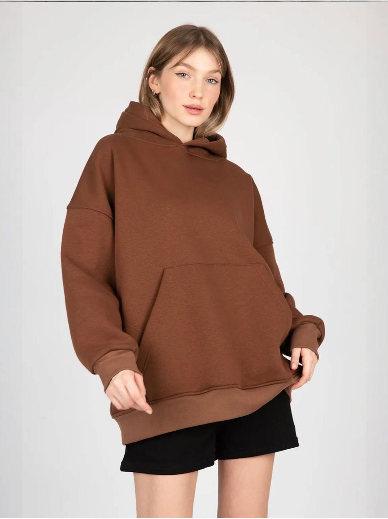 Sudadera con capucha extragrande con bolsillo tipo canguro hiccup Marrón - Kiabi