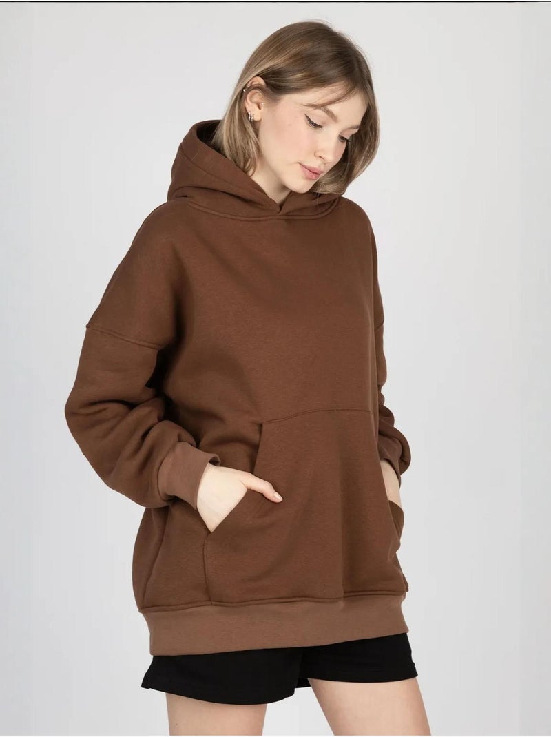 Sudadera con capucha extragrande con bolsillo tipo canguro hiccup Marrón - Kiabi