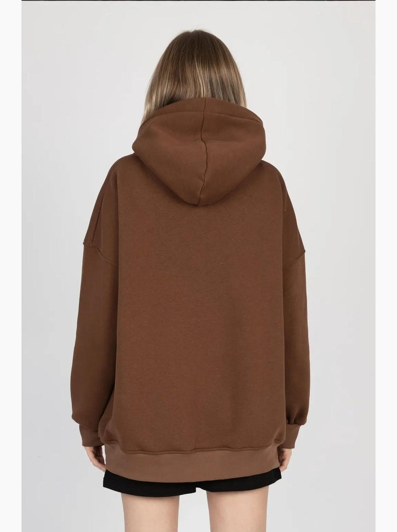 Sudadera con capucha extragrande con bolsillo tipo canguro hiccup Marrón - Kiabi
