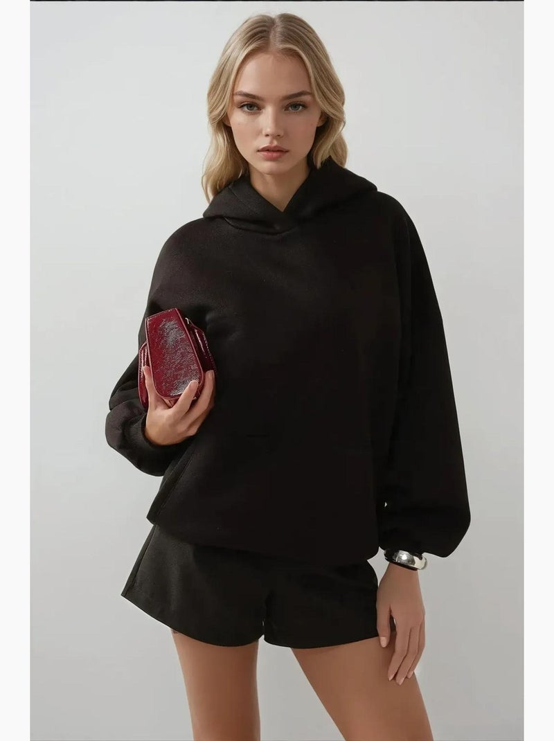 Sudadera con capucha extragrande y pesada hiccup Negro - Kiabi