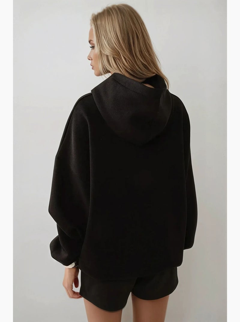 Sudadera con capucha extragrande y pesada hiccup Negro - Kiabi